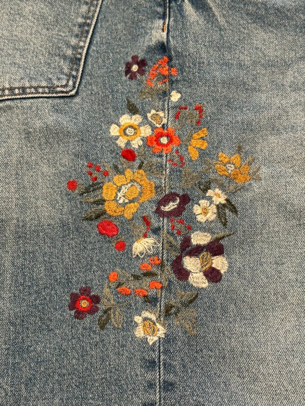 TALBOTS Straight Ankle Cuffed‎ Jeans Sz 6 Embroidered Applique Stretch - Picture 7 of 9